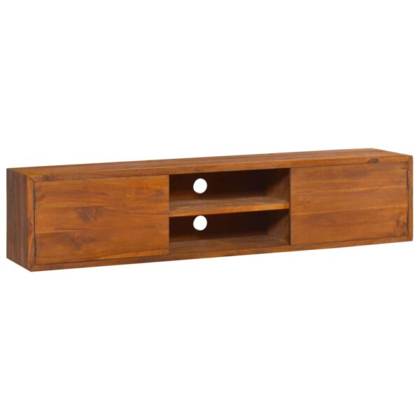 Chic Colonial  Solid Teak Wood Wall-Mounted TV Cabinet Storage Shelves