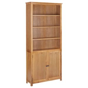 Bookcase with 2 Doors 90x30x200 cm Solid Oak Wood