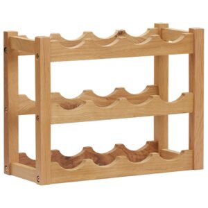 Rustic Solid Oak Wood Wine Rack Freestanding Bottle Holder Storage Organizer