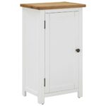 Chic Solid Oak Wood Cupboard Elegant White Finish Storage Cabinet with Shelves