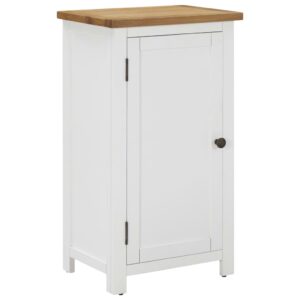 Chic Solid Oak Wood Cupboard Elegant White Finish Storage Cabinet with Shelves