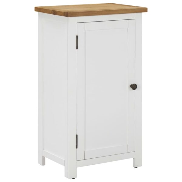 Chic Solid Oak Wood Cupboard Elegant White Finish Storage Cabinet with Shelves