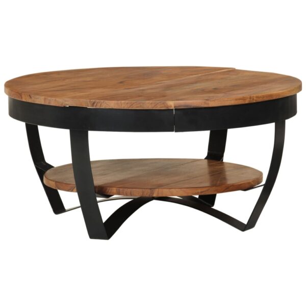 Vintage Solid Acacia Wood Coffee Table Industrial  with Shelf Storage