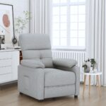 Comfortable Light Grey Fabric Recliner Chair Manual Recline Cozy Armrests