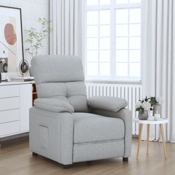 Comfortable Light Grey Fabric Recliner Chair Manual Recline Cozy Armrests