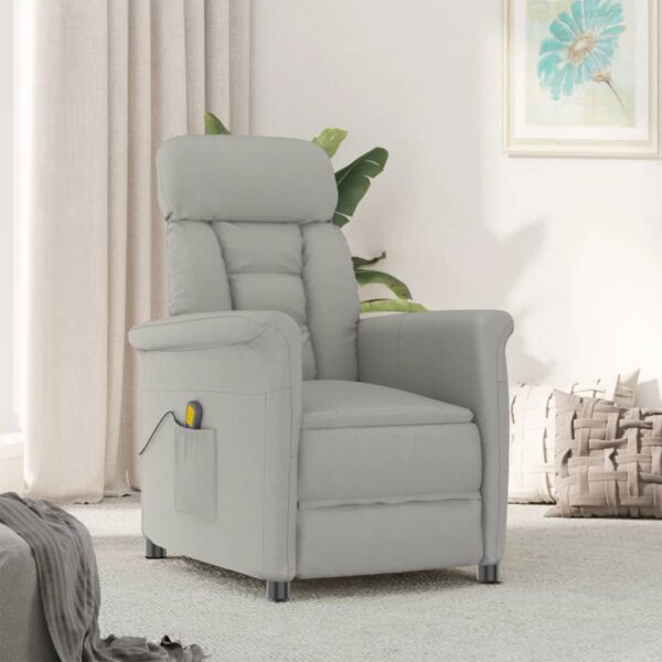 Massage Chair Light Grey Faux Suede Leather