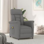 Comfortable Faux Suede Leather Recliner Massage Chair with USB Control Dark Grey