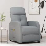 Comfortable Reclining Massage Chair Light Grey Fabric with Vibration Function