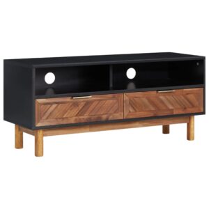 Solid Acacia Wood MDF TV Cabinet Stand Storage Drawers Shelf Matt Black Dark Brown