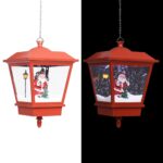 Christmas LED Hanging Lamp Santa Snowfall Effect Festive Home Decor Red PVC