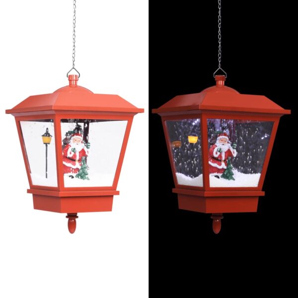 Christmas LED Hanging Lamp Santa Snowfall Effect Festive Home Decor Red PVC