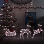 Outdoor Indoor Gold LED Christmas Reindeer Sleigh Decoration Weather Resistant