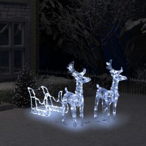 LED Lighted Reindeer Sleigh Christmas Outdoor Decoration Acrylic Weatherproof