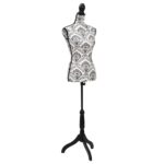 Adjustable Female Mannequin Torso Dress Form Display Black White Fashion Stand