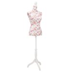 Elegant Cotton Female Mannequin Torso Display with Rose Detail Adjustable Stand