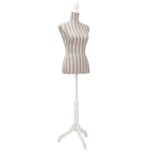 Adjustable Female Mannequin Torso Display Linen Body Dress Form with Tripod Stand