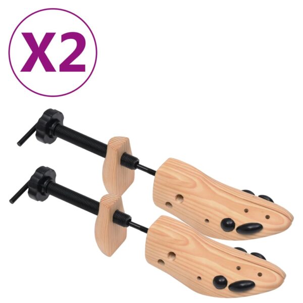 Solid Pine Wood Shoe Trees Pair Adjustable Stretcher Shaper Moisture Absorbent