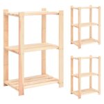 Solid Pine Wood Storage Rack Three Tier Shelving Unit Home Organizer Durable