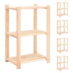 Solid Pine Wood Storage Shelves - Durable Multi-Tier Rack for Home & Office