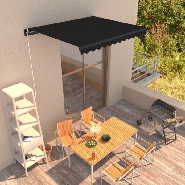 Retractable Patio Awning Manual Outdoor Sun Shade Canopy Water Resistant UV Protection Anthracite