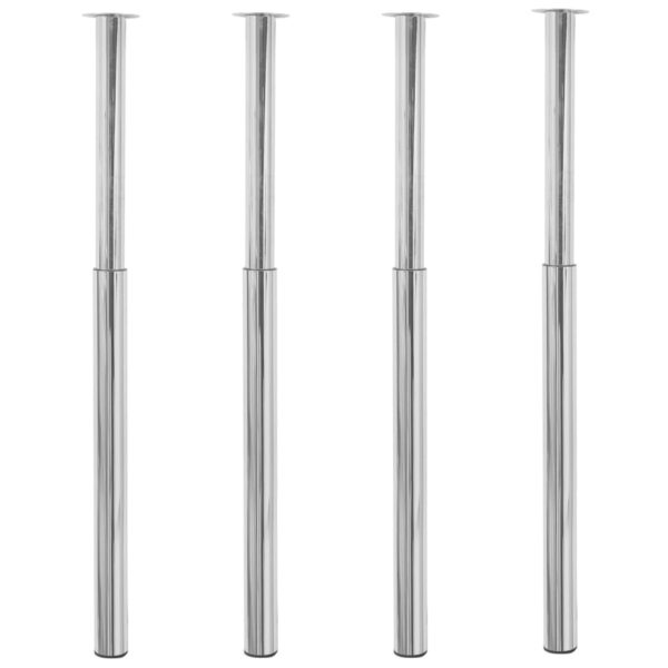 Adjustable Chrome Telescopic Table Legs Set Sturdy Stable for Desks Worktops