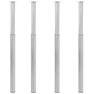 Adjustable Height Telescopic Table Legs Set of Four Brushed Nickel Finish Stable