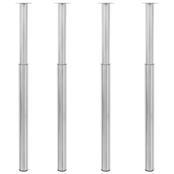 Adjustable Height Telescopic Table Legs Set of Four Brushed Nickel Finish Stable