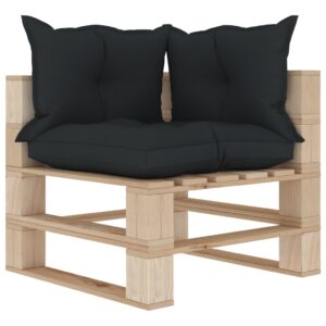 Garden Pallet Corner Sofa with Anthracite Cushions Wood