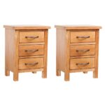 Solid Oak Wood Nightstands Set Rustic Bedside Tables with Drawers Bedroom Storage