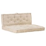 Beige Cotton Pallet Sofa Cushions Set Soft Comfortable Garden Bench Seat Pads