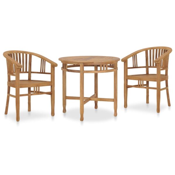 3 Piece Garden Dining Set Solid Teak Wood