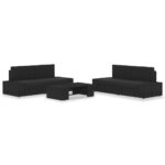 5 Piece Garden Lounge Set Poly Rattan Black