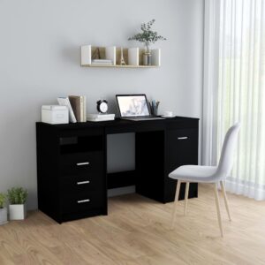 Desk Black 140x50x76 cm Engineered Wood