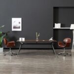 Swivel Dining Chairs Set of Two Contemporary Faux Leather Comfortable Adjustable