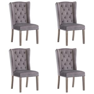 Dining Chairs 4 pcs Grey Velvet