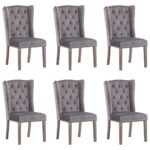 Dining Chairs 6 pcs Grey Velvet