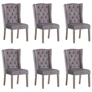 Dining Chairs 6 pcs Grey Velvet