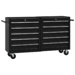 Tool Trolley with 10 Drawers Steel Black