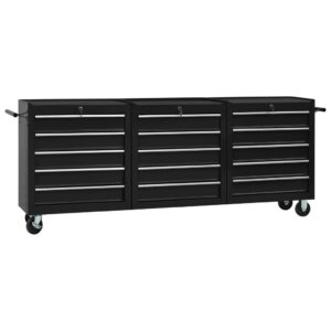 Tool Trolley with 15 Drawers Steel Black