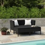 Outdoor Rattan Lounge Set Garden Patio Furniture Cushioned Sofa Chair Black