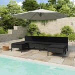 6 Piece Garden Lounge Set with Cushions Poly Rattan Black