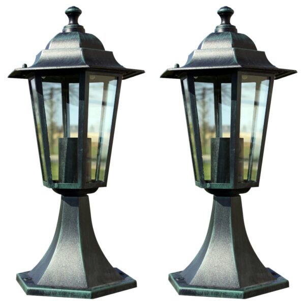 Garden Lights 2 pcs Dark Green/Black Aluminium