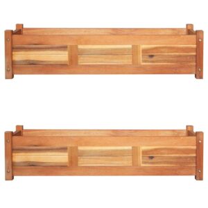 Acacia Wood Garden Raised Beds Set of Two - Durable Planter Boxes for Plants