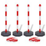 Traffic Control Chain Post Set Red White with Water Sand Fillable Bases Portable