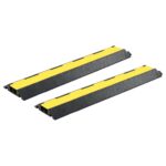 Heavy Duty Rubber Cable Protector Ramps Dual Channel Modular Safety Cover Yellow