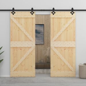 Sliding Door with Hardware Set 100x210 cm Solid Pine Wood