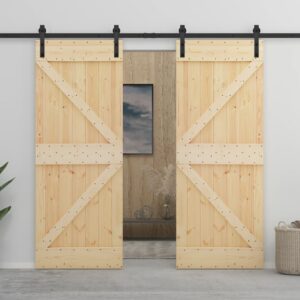 Sliding Door with Hardware Set 100x210 cm Solid Pine Wood