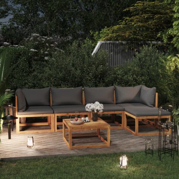 6 Piece Garden Lounge Set with Cushion Solid Acacia Wood