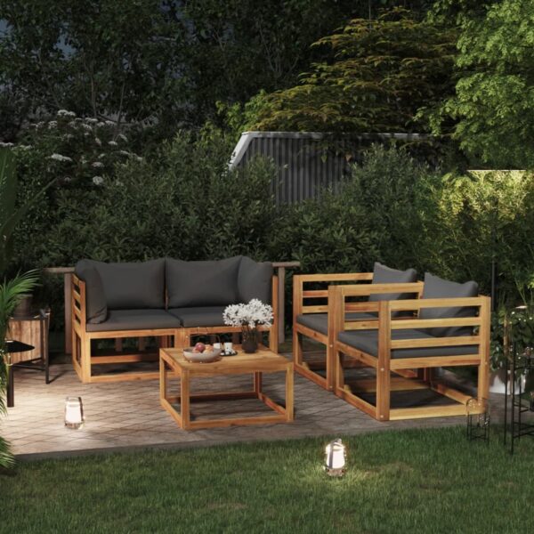 5 Piece Garden Lounge Set with Cushion Solid Acacia Wood