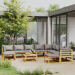 11 Piece Garden Lounge Set with Cushion Solid Acacia Wood